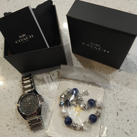 Stainless Steel Coach Tristan 14502347 signature black dial logo Coach watch - Picture 1 of 5